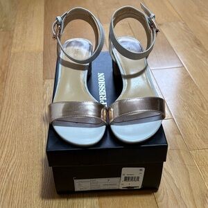 Impressions Metallic Rose Ankle Strap and Light Grey Sandals